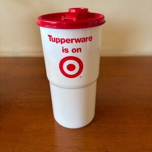 Tupperware Mega Tumbler 30 oz. H Thirstquake w/ Flip-Top Seal Target Red White